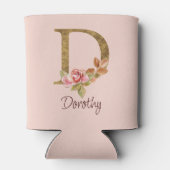 オーダーメイド 名前 ゴールド箔 バラ ピンク ブッシュ レター D 缶クーラー (裏面)