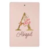 オーダーメイド 名前 ゴールド箔 バラ ピンク レター A ミニクリップボード (裏面)