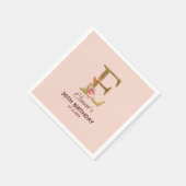 オーダーメイド 名前 ゴールド ブラッシュ ピンク ローズ レター E スタンダードカクテルナプキン (角)