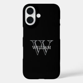 オーダーメイド 名前 モノグラム ブラック グレー iPhone 16ケース