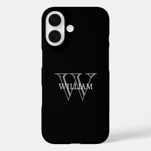 オーダーメイド 名前 モノグラム ブラック グレー Case-Mate iPhoneケース (裏面)