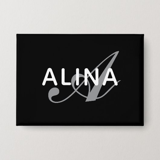 オーダーメイド 名前 モノグラム 長方形 3.5" x 2.5 缶バッジ (正面)