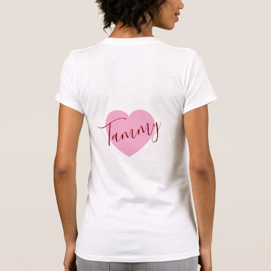 オーダーメイド 名前 モノグラム Tシャツ | ピンクデザイン (裏面)