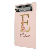 オーダーメイド 名前 レター E ゴールド箔 バラ色の薔薇 ミニクリップボード (アングル2)