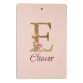 オーダーメイド 名前 レター E ゴールド箔 バラ色の薔薇 ミニクリップボード (裏面)