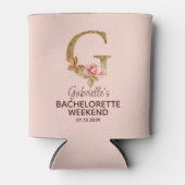 オーダーメイド 名前 レター G ゴールド ブラッシュ ピンク ローズ 缶クーラー (正面)
