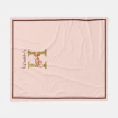 オーダーメイド 名前 レター H ゴールド フォイル ブラッシュ ピンク ローズ フリースブランケット (正面(横))