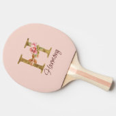 オーダーメイド 名前 レター H ゴールド フォイル ブラッシュ ピンク ローズ 卓球ラケット (横)