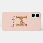 オーダーメイド 名前 レター H ゴールド フォイル ブラッシュ ピンク ローズ Case-Mate iPhoneケース (裏面 (横))