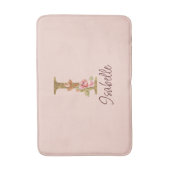 オーダーメイド 名前 レター I ゴールド フォイル ブラッシュ ピンク ローズ バスマット (正面縦)