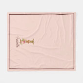 オーダーメイド 名前 レター I ゴールド フォイル ブラッシュ ピンク ローズ フリースブランケット (正面(横))