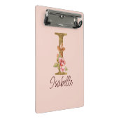 オーダーメイド 名前 レター I ゴールド フォイル ブラッシュ ピンク ローズ ミニクリップボード (アングル)