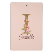 オーダーメイド 名前 レター I ゴールド フォイル ブラッシュ ピンク ローズ ミニクリップボード (裏面)