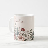 オーダーメイド 名前 ワイルドフラワー 牡丹 ボタニカル 彼女へ コーヒーマグカップ (正面左)