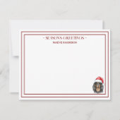 オーダーメイド 名前 手描き ダックスフント サンタ帽子 フラット ノートカード (正面)