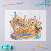オーダーメイド 名前 誕生日 ピザ パーティー 動物たち 薄葉紙 (クラフト)