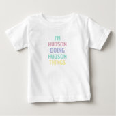 オーダーメイド 名前 面白いことをする ベビーTシャツ (正面)