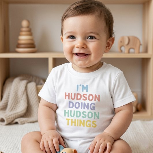 オーダーメイド 名前 面白いことをする ベビーTシャツ