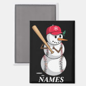 オーダーメイド 名字 野球 スノーマン 雪玉 クリスマス マグネット (正面/裏面)