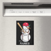 オーダーメイド 名字 野球 スノーマン 雪玉 クリスマス マグネット (インサイチュ (食洗機))