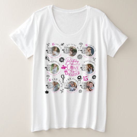 オーダーメイド 娘 誕生日フォトギフト プラスサイズTシャツ (デザイン正面)