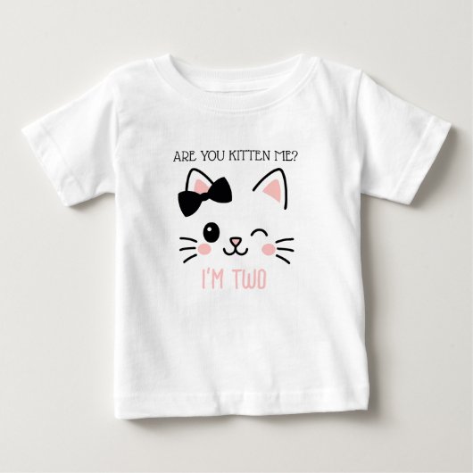 オーダーメイド 子猫の誕生日Tシャツ 子供用 ベビーTシャツ (正面)