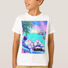 オーダーメイド 宇宙飛行士 ビーチ キッズTシャツ Tシャツ