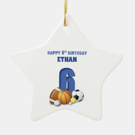 オーダーメイド 少年 6歳の誕生日 サッカー・バスケ・野球ボール セラミックオーナメント