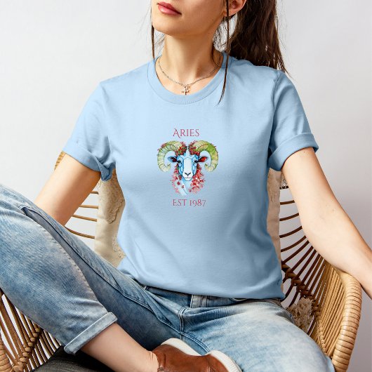 オーダーメイド 年入り フラワー おひつじ座 Tシャツ