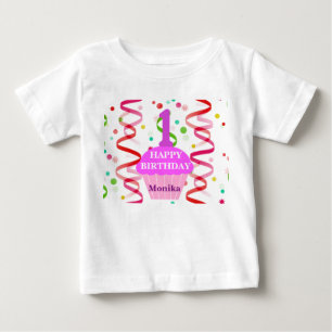 オーダーメイド 年齢 名前入り ハッピーバースデーカップケーキ ベビーTシャツ