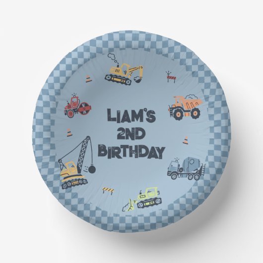 オーダーメイド 建設トラック 誕生日パーティー ペーパーボウル (正面)