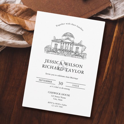 オーダーメイド 手描き会場イラスト ウェディング 招待状