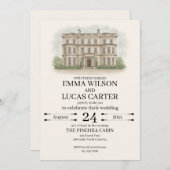 オーダーメイド 手描き会場イラスト 結婚式招待状 招待状 (正面/裏面)