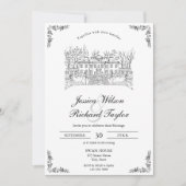 オーダーメイド 手描き 会場 マナー イラスト 結婚式 招待状 (正面)