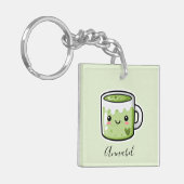 オーダーメイド 抹茶 ドリンクとケーキ キーホルダー (正面左)