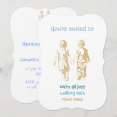 オーダーメイド 日付入り 結婚記念日 招待状 手を繋いで (正面/裏面)