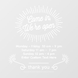 オーダーメイド 来てください 私たちは営業中です 営業時間 店舗 ウィンドウサイン