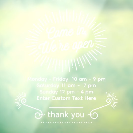 オーダーメイド 来てください 開店中 営業時間 ショップ ウィンドウサイン (シート3)