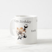 オーダーメイド 桜の誕生日お祝いマグカップ コーヒーマグカップ (正面左)