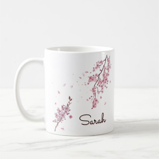 オーダーメイド 桜 名前入り マグカップ (左)