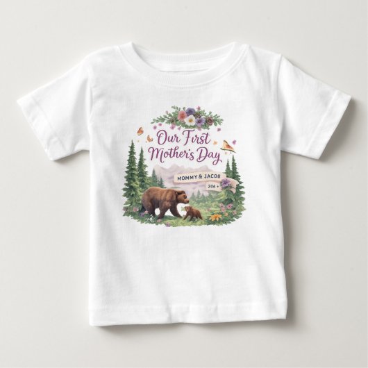 オーダーメイド 森の世界 初めての母の日 赤ちゃんTシャツ ベビーTシャツ (正面)