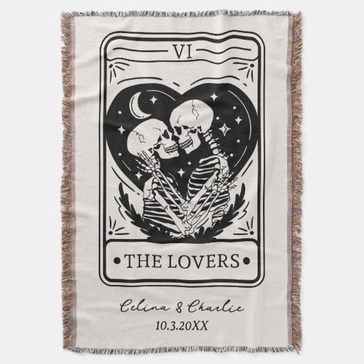 オーダーメイド 死ぬまで Skeleton Lovers タロット スローブランケット (正面縦)