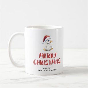 オーダーメイド 水彩クリスマス・ガチョウのアヒル コーヒーマグカップ