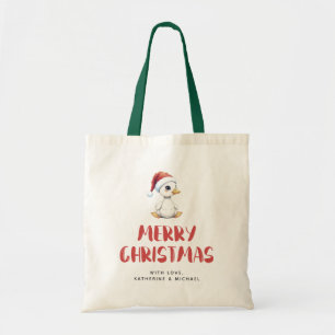 オーダーメイド 水彩クリスマス ガチョウ アヒル トートバッグ