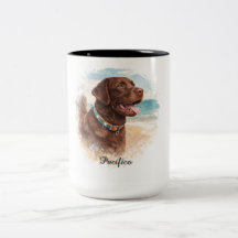 オーダーメイド 水彩犬の似顔絵マグカップ | カスタム