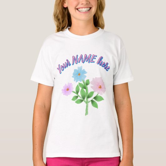 オーダーメイド 水彩画フラワーギフト Tシャツ (正面)