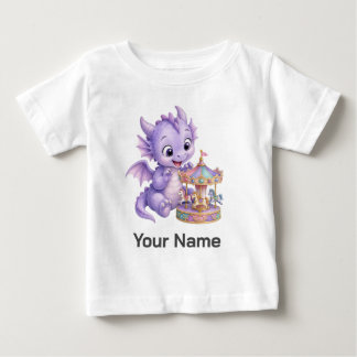 オーダーメイド 水彩画 ベビードラゴン カルーセル ベビーTシャツ