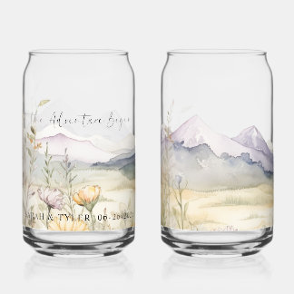 オーダーメイド 水彩画 山 ビール 缶 グラス