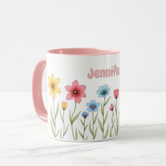 オーダーメイド 水彩花 コーヒー マグカップ (正面左)