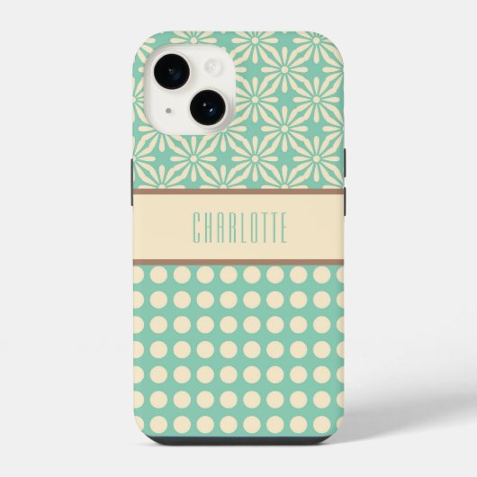 オーダーメイド 水玉と花のスマホケース iPhoneケース (裏面)